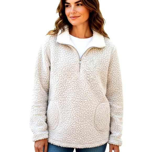 Love Tree Large Cream  Textured Women's Coat Jacket Misses Size L 12 14 Pocket - Picture 1 of 7